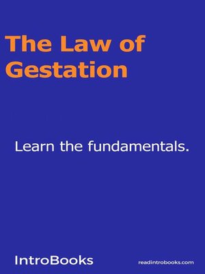 cover image of The Law of Gestation